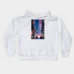 Neo Japanese city aesthetic Kids Hoodie